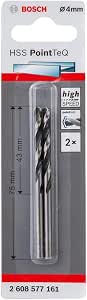 Bosch Professional 2 x HSS PointTeQ Twist Drill Bits (for Metal, 4 x 43 x 75 mm, Drill and Driver Accessories) - Image 1