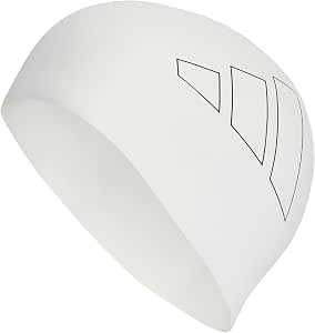 Adidas Unisex Logo Swim Cap, White/Black, One Size - Image 1