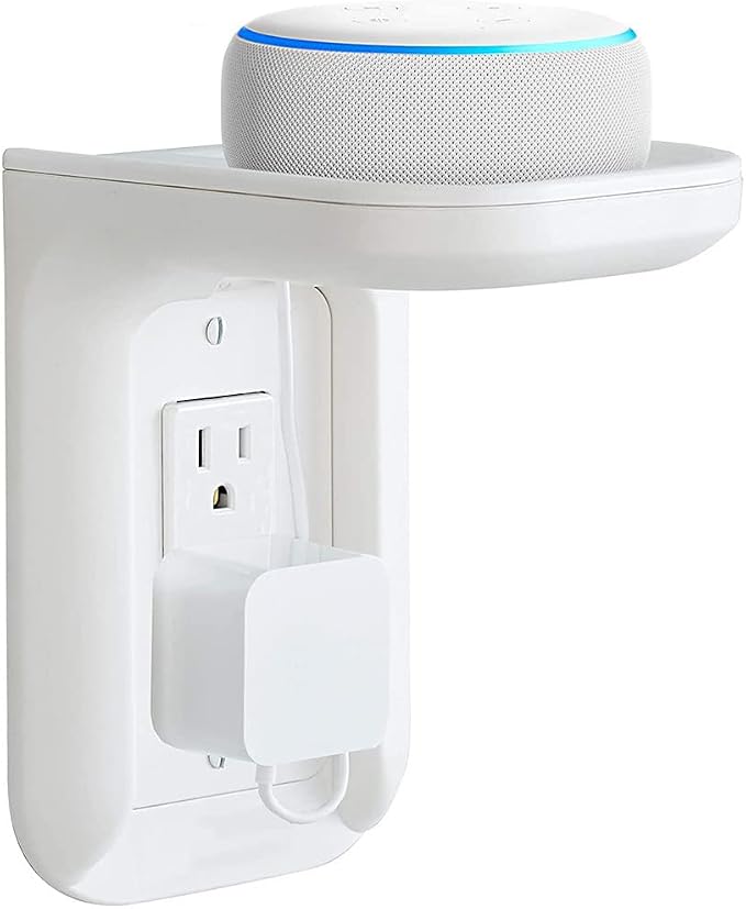 Universal Wall Mount Compatible with Amazon Echo/Google WiFi/Sonos with Built-in Cable Management, Speaker Stand, Stand (White) - Image 1