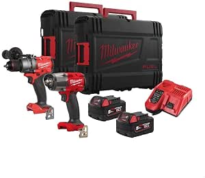 Milwaukee M18FPD3 & M18FMTIW2F12 M18FPP2F3-502X 1/2" Combination Drill and Impact Wrench Kit - Image 1