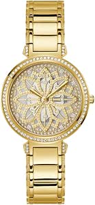 Guess US Women's Gold Floral Analogue Watch - Image 1