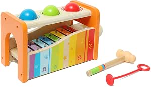 Hape Hammering Bench with Xylophone - Wooden Musical Toy for Children - Awakening and Motor Skills for Babies from 12 Months - Educational Toy - Music Game for Girls and Boys - Newborn Gift - Image 1