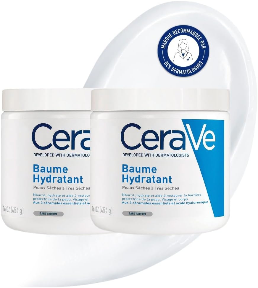 CeraVe - Baume Hydratant Corps et Visage - Peau Sèche, Très Sèche et Atopique - 48H d'Hydratation - Acide Hyaluronique + 3 Céramides - Texture Riche, Non Collante - Sans Parfum, Non Comédogène - Image 1