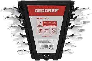 GEDORE red R05125006 Set of Double Open-ended Spanner Assortment, 6 Pieces, Sizes 6-17 mm, Metric, Short, Wrench Set          [Energy Class A+] - Image 1