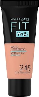 New-York Fit Me Matte & Poreless Fluid Foundation, Normal to Oily Skin, Shade 245 Classic Beige, 30 ml - Image 1