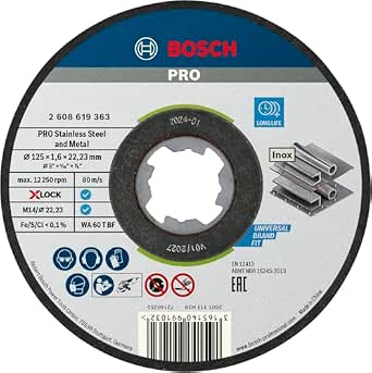 Bosch 10x Pro Stainless Steel and Metal Longlife Cutting Disc for Small Angle Grinder and X-Lock M14/22.23 mm (Ø 125 mm, Professional Accessory Small Angle Grinder) - Image 1