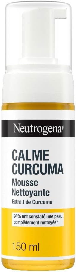Neutrogena – Mousse Nettoyante Calme Curcuma (flacon-pompe de 150 ml) – Nettoyant visage à l'extrait de curcuma – 94% ont constaté une peau complètement nettoyée* - Image 1