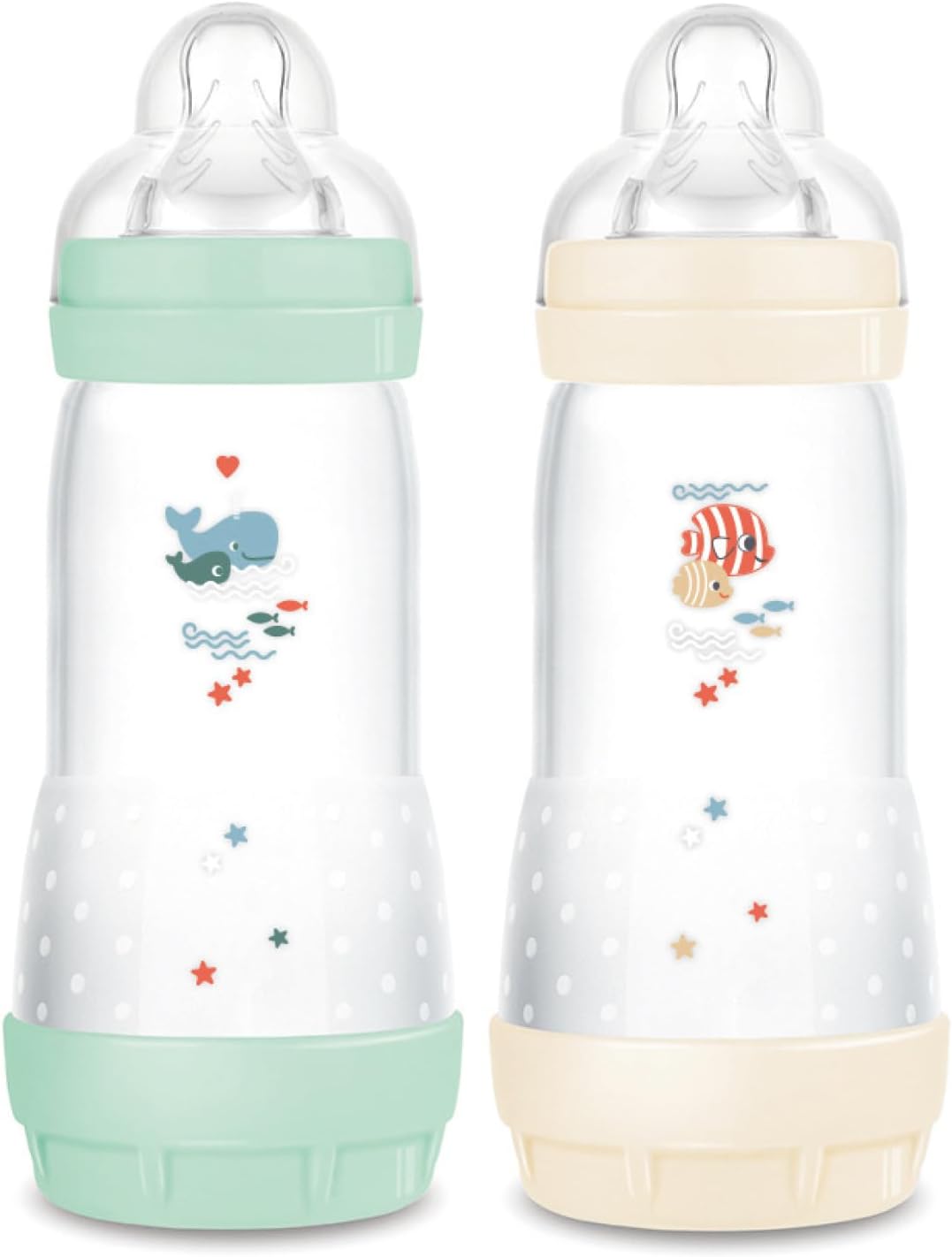 MAM Easy Start/Anti-Colic Bottle "Classic" 320 ml Mint + Cotton Teat Flow 3 x 2 - Image 1