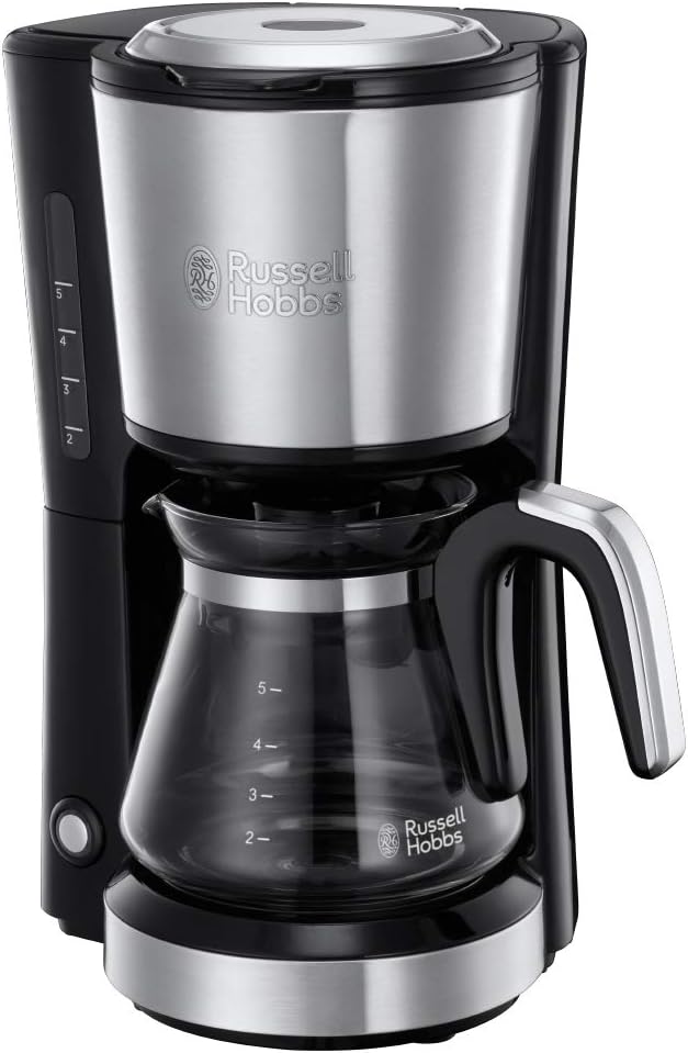 Russell Hobbs Mini Filter Coffee Maker [WhirlTech Technology for Optimal Extraction & Flavouring, Stainless Steel] Compact (5 cups, 0.6L glass jug, removable permanent filter included) 24210-56 - Image 1