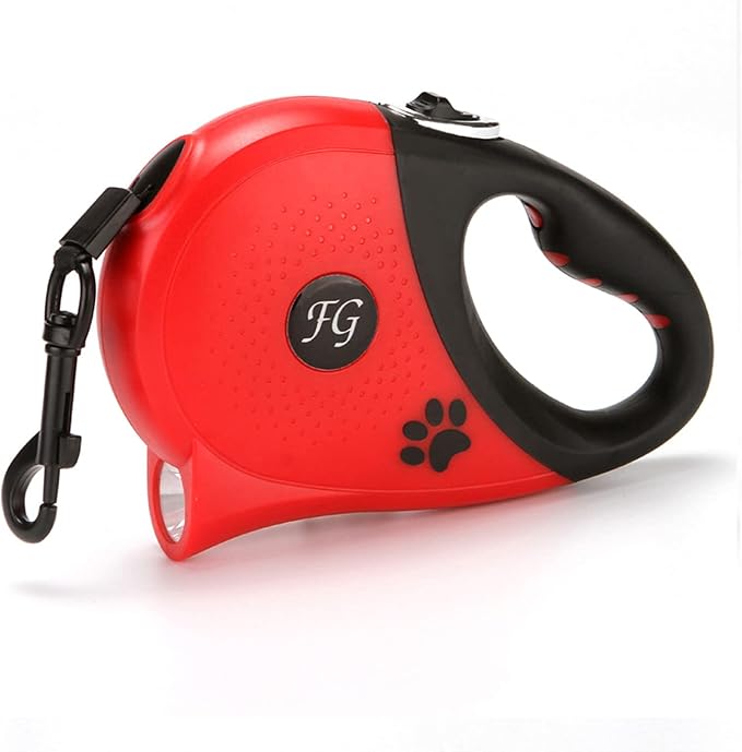 PETCUTE Retractable Flexible Dog Lead, 5 m Retractable Dog Lead, One Stop/Block Button, Extendable Dog Reel Lead with LED Flashlight for Small and Medium Dogs - Image 1