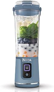 Ninja BC151EUNV Portable Blast Blender, 530ml, Leakproof Lid and Pourer, Powerful Cordless Mini Blender, Refillable, Smoothies, Shakes, Fruit and Ice Mixer, Denim Blue, BC151EUNV - Image 1
