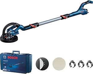 Bosch Professional ponceuse plaquiste GTR 55-225 (550 W, Ø de plateau 215 mm, avec 1 disque abrasif M480, 1 set de plateaux de ponçage souples, 3 clips de câble, dans coffret de transport) - Image 1