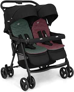 Joie - Aire Twin Lightweight Double Stroller, From Birth to 15kg, Independent Forward-Facing Seats, 5-Point Harness, Extended Recline, UPF 50+ Canopy, Suspension (Shale) - Image 1