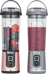 Ninja Blast 2 Pack Blender, 530 ml Portable Blender, Leak-Proof Lid and Pourer, Wireless, Refillable, Smoothies, Protein Shakes, Granite, Rose Gold & Metallic Silver, BC151UKEUGV - Image 1