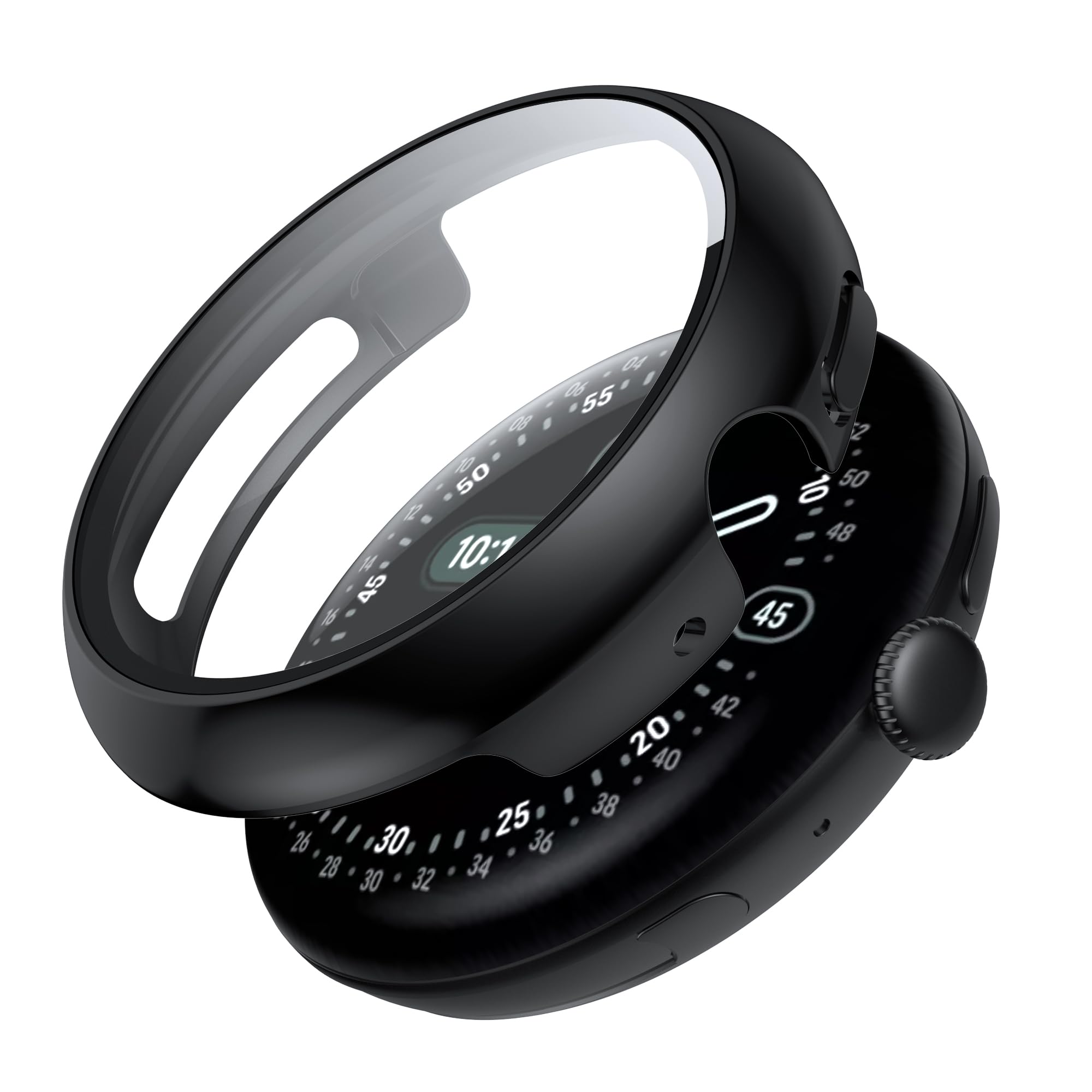 Google Pixel Watch 4 45mm Case with Screen Protector, Ultra-Thin Scratch Resistant Protective Case Compatible with Google Pixel Watch 4 - Black - Image 1