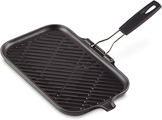 LE CREUSET Gril rectangulaire en fonte émaillée avec poignée en silicone, 36 x 20 cm, Noir Mat, 20049000000400 - Image 1