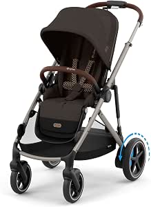 CYBEX Gold e-GAZELLE S Pushchair, from birth to approx. 4 years, max. 22 kg (single mode) / 2x 22 kg (duo mode), all-in-1 system with electric propulsion and 20+ configurations, chocolate brown - Image 1