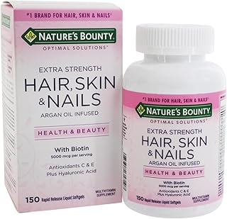 Nature's Bounty, Solutions optimales, cheveux, peau et ongles, extra fort, 150 gélules liquides à libération rapide - Image 1