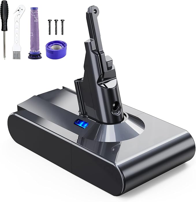 EVARY Replacement Battery 8000mAh V8 for Dyson V8 Vacuum Cleaner Compatible with Absolute Animal Motorhead Absolute Pro SV10 (2 Filters + 1 Brush) - Image 1