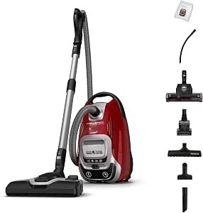 Rowenta Silence Force Effitech Vacuum Cleaner with Bag, Low Conso, Silent 57 DB(A), High Efficiency Filtration, 12 m Radius, 4.5L RO7474EA, Tanin Red - Image 1