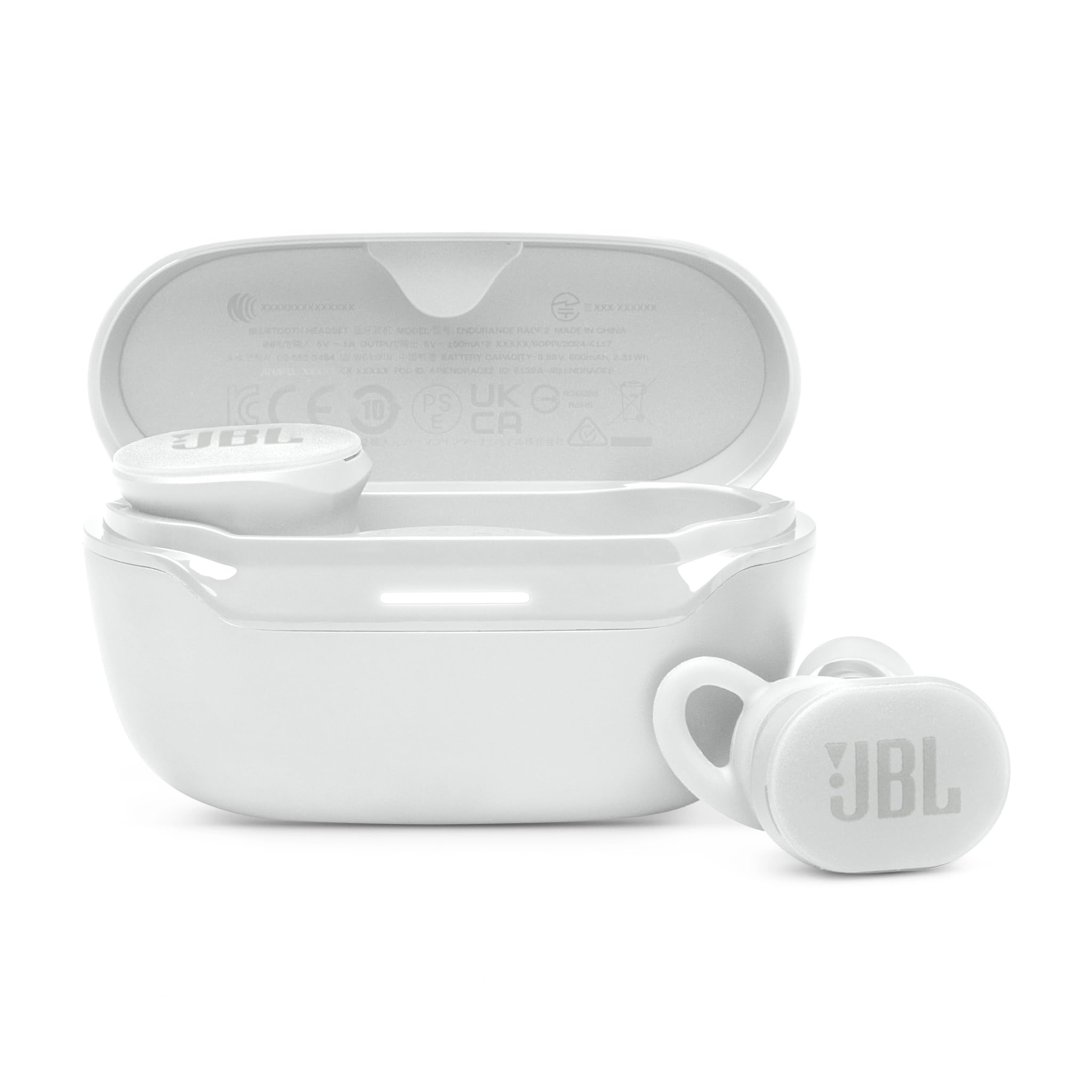 JBL Endurance Race 2 Wireless Bluetooth Headphones, 48 Hours Battery Life, IP68 Waterproof Dustproof Noise Reduction JBL Pure Bass Sound Smart Ambient Technology Sport Mode White - Image 1