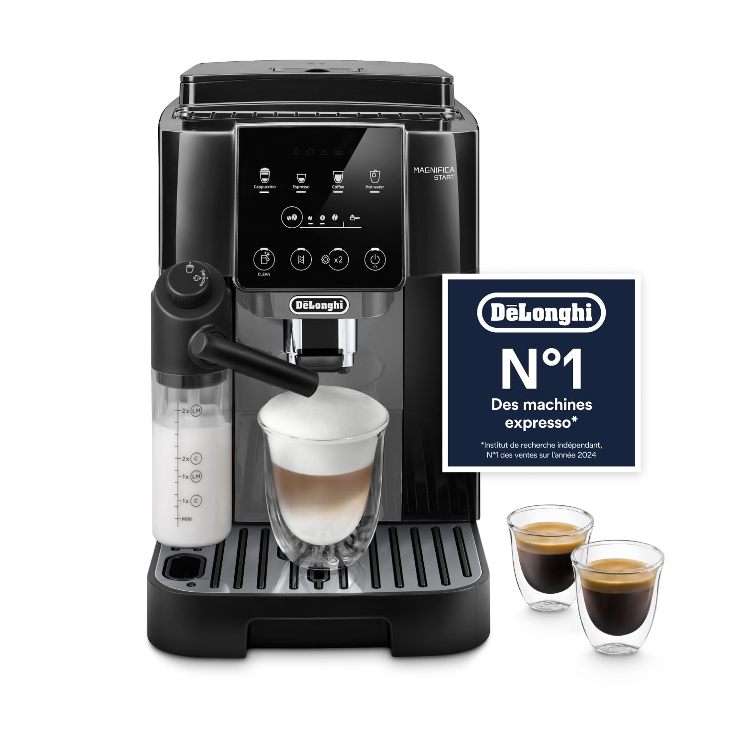 De'Longhi Magnifica Start - Perfetto Automatic Coffee Machine with LatteCrema Automatic Milk Frother, 4 Saved Drinks, Soft Touch Controls, Black and Grey (ECAM222.60.BG) - Image 1
