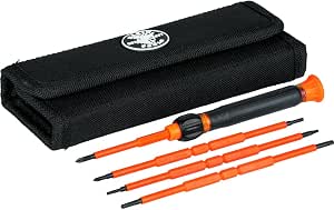 Klein Tools 32584INSR | 8-in-1 Insulated Precision Screwdriver Set with Case | 1000 V Insulation | Interchangeable Bits | Cushion-Grip Handle | Machined Knives - Image 1
