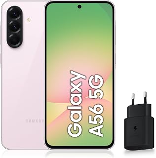 Galaxy A56 5G, Android Smartphone, 128GB, 25W Fast Mains Charger Included, Unlocked Smartphone, Pink, FR Version - Image 1