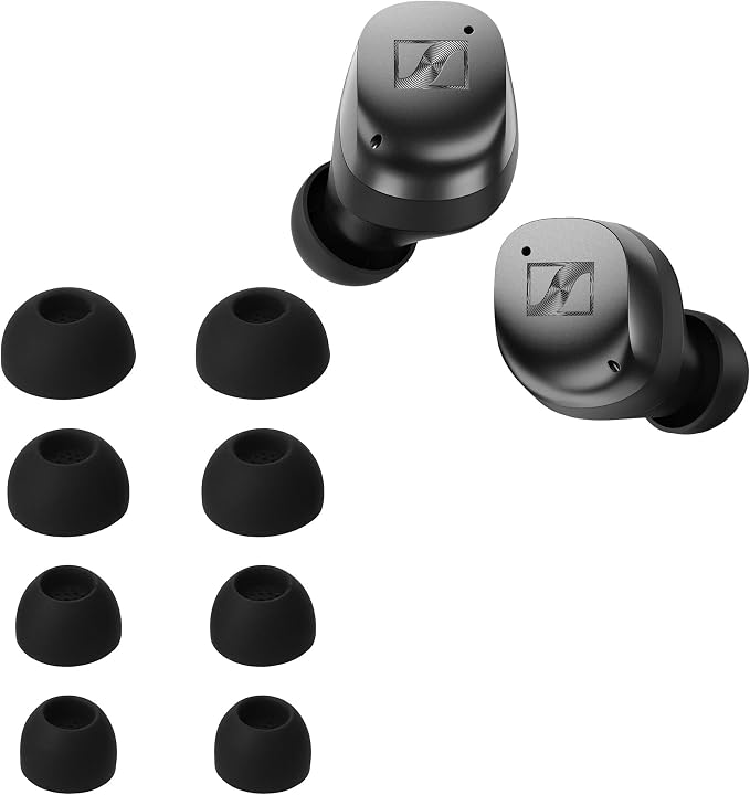 kwmobile 8 x Replacement Silicone Eartips for Sennheiser Momentum True Wireless 4 Black - Image 1