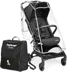 Peg Perego Volo Lightweight Stroller with Rain Cover, Airplane Cabin Size, Ultra Compact, From Birth up to 22kg, Carry Bag Included, True Black - Image 1