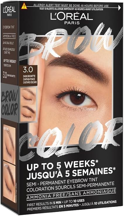 L'Oréal Paris Semi-Permanent Eyebrow Tint - Lasts Up to 5 Weeks* - First Results in 5 Min - Up to 10 Uses - Ammonia-Free - Brow Colour - Shade : 3.0 Dark Brunette - Image 1