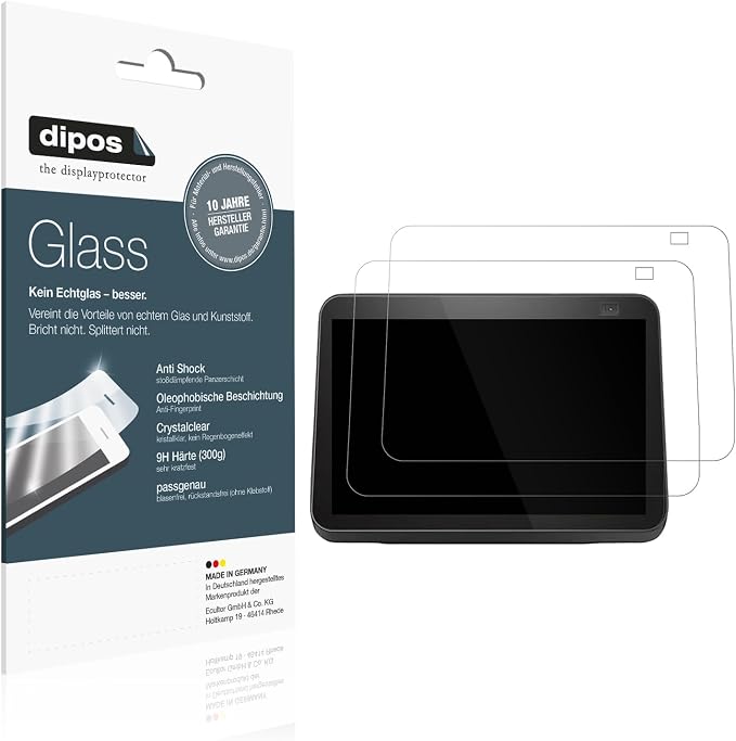 dipos I 2x Screen Protector Compatible with Amazon Echo Show 8 2nd Gen Soft Glass 9H Screen Protector - Image 1