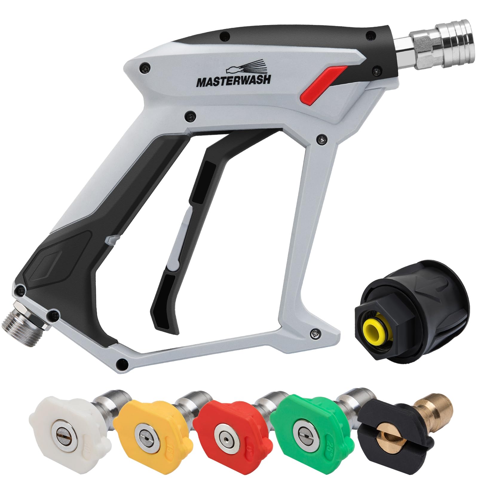 Pressure Washer Gun, 5 Nozzles Quick Connect Car Wash Gun,accessoires de lavage à pression à lance courte pour le nettoyage de voiture, connecteur de tuyau M22 14MM pour Karcher K1-K7 - Image 1