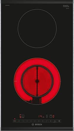 Bosch PKF375FP2E Series 6 Electric Hob, 2 Hob, 30 cm, 3500 W, Black - Image 1