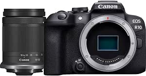 Canon EOS R10 Hybrid Camera APS-C Format 242 Megapixels Black + RF-S 18-150mm F35-63 is STM Lens Black - Image 1