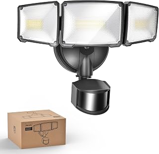 Security LED Lamp 24W 3500LM with PIR Motion Sensor Outdoor 5000K Dusk-to-Dawn Daylight, 3 Adjustable Heads, Waterproof for Garage, Garden, Porch - Image 1