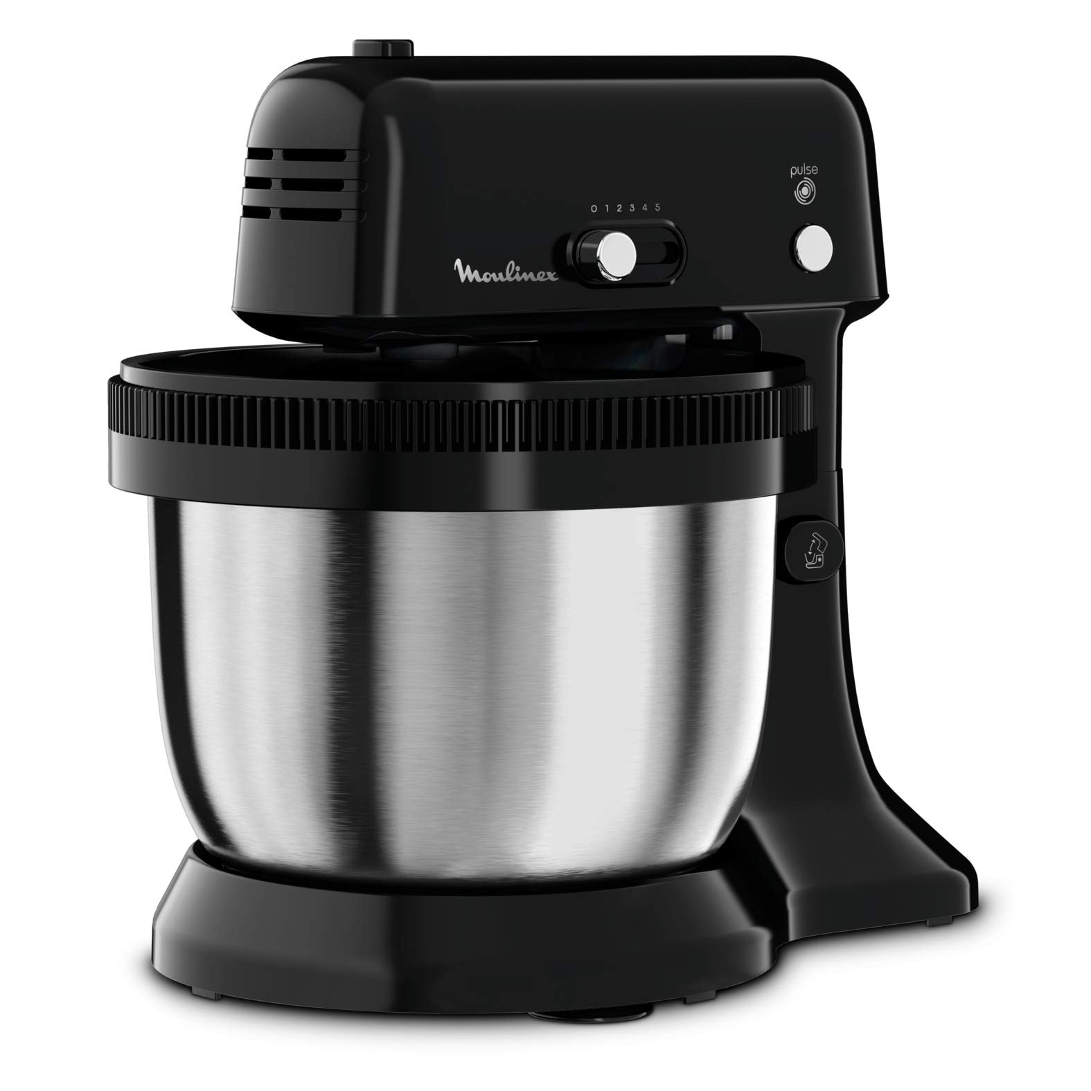 Moulinex Oh My Cake Electric Pastry Processor, 300 W, 5 Speed, Pulse Function, 2 Whisks and 2 Mixers Dishwasher-Safe, Stainless Steel Bowl 4 L, Ultra Compact Food Processor QA110810 - Image 1