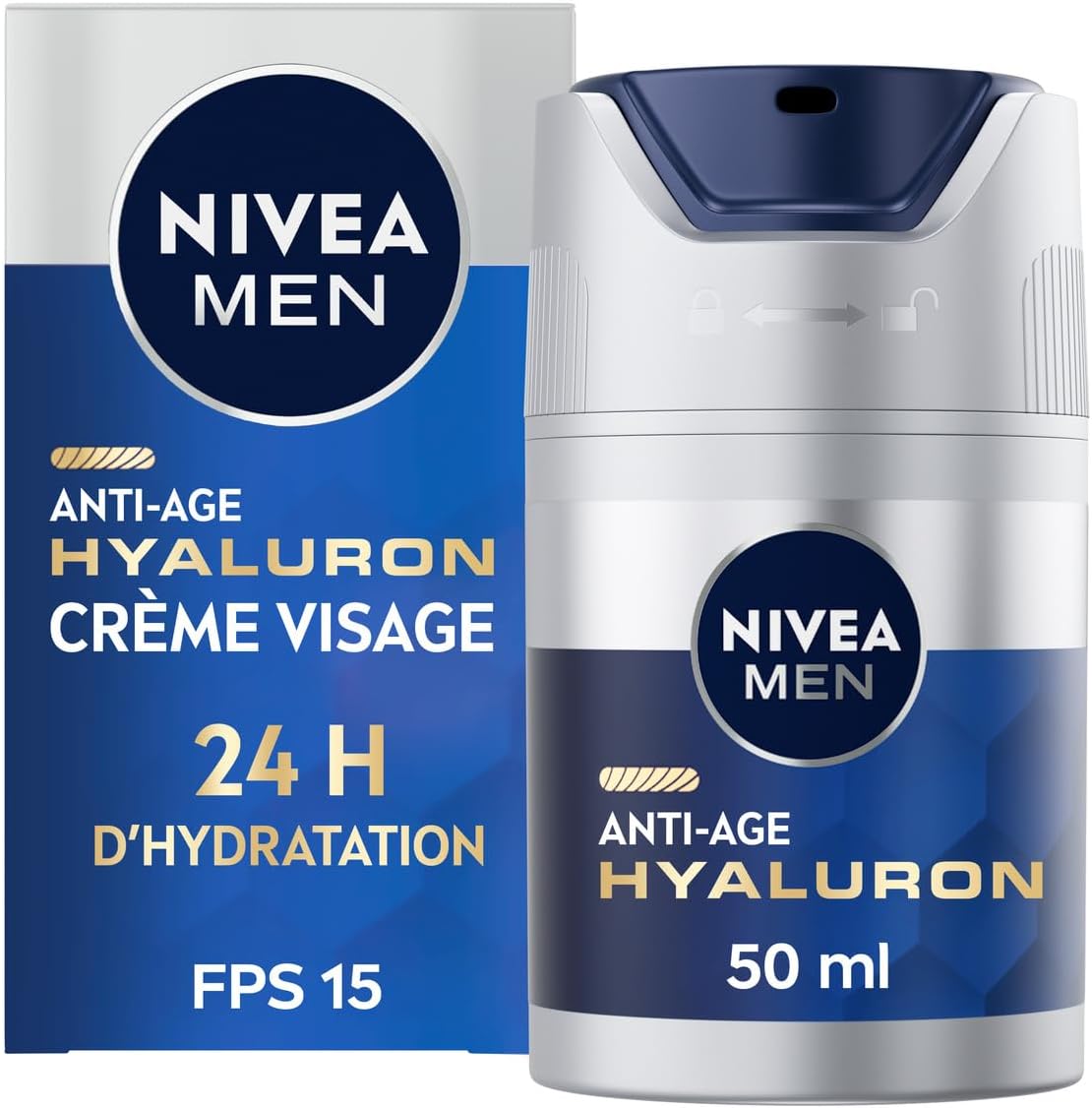 NIVEA MEN Crème de Jour DNAge (1 x 50 ml), Crème visage anti-âge avec Acide Hyaluronique et Créatine, Soin homme hydratant à la protection solaire FPS 15 - Image 1