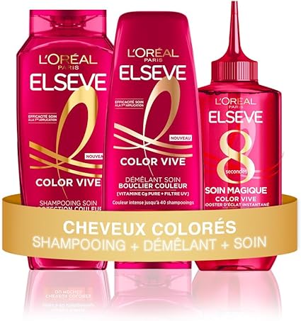 L'ORÉAL PARIS - Hair Care Routine for Coloured or Highlighted Hair - Protects Colour - Enriched with Vitamin Cg and UV Filters - Shampoo, Detangling & Magic Care - Elseve Color-Vive - Image 1