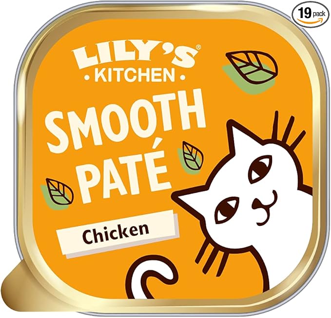 Lily's Kitchen Natural pate in tray for adult cats, grain free chicken recipe (19 x 85 g trays) - Image 1