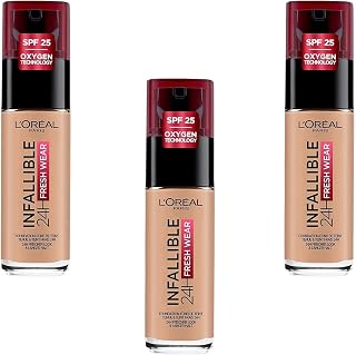 L'Oréal Paris Fond de Teint Fluide Infaillible 24h Fresh Wear - Tous Types de Peaux - 235 Miel, Lot de 3 (3 x 30 ml) - Image 1