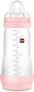 MAM Easy Start Anti-Colic A124 – Patented Anti-Colic Bottle with Teat 3 Made of SkinSoftTM Ultra-Soft Silicone, for Babies from 4 Months, 320 ml, Pink, 1 Unit, Self-Sterilising in 3 Minutes - Image 1