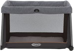 Graco FoldLite Travel Cot from Birth to 3 Years Approx (0-15 kg), Foldable, Lightweight, Carry Bag, Grey/Black, Shadow - Image 1