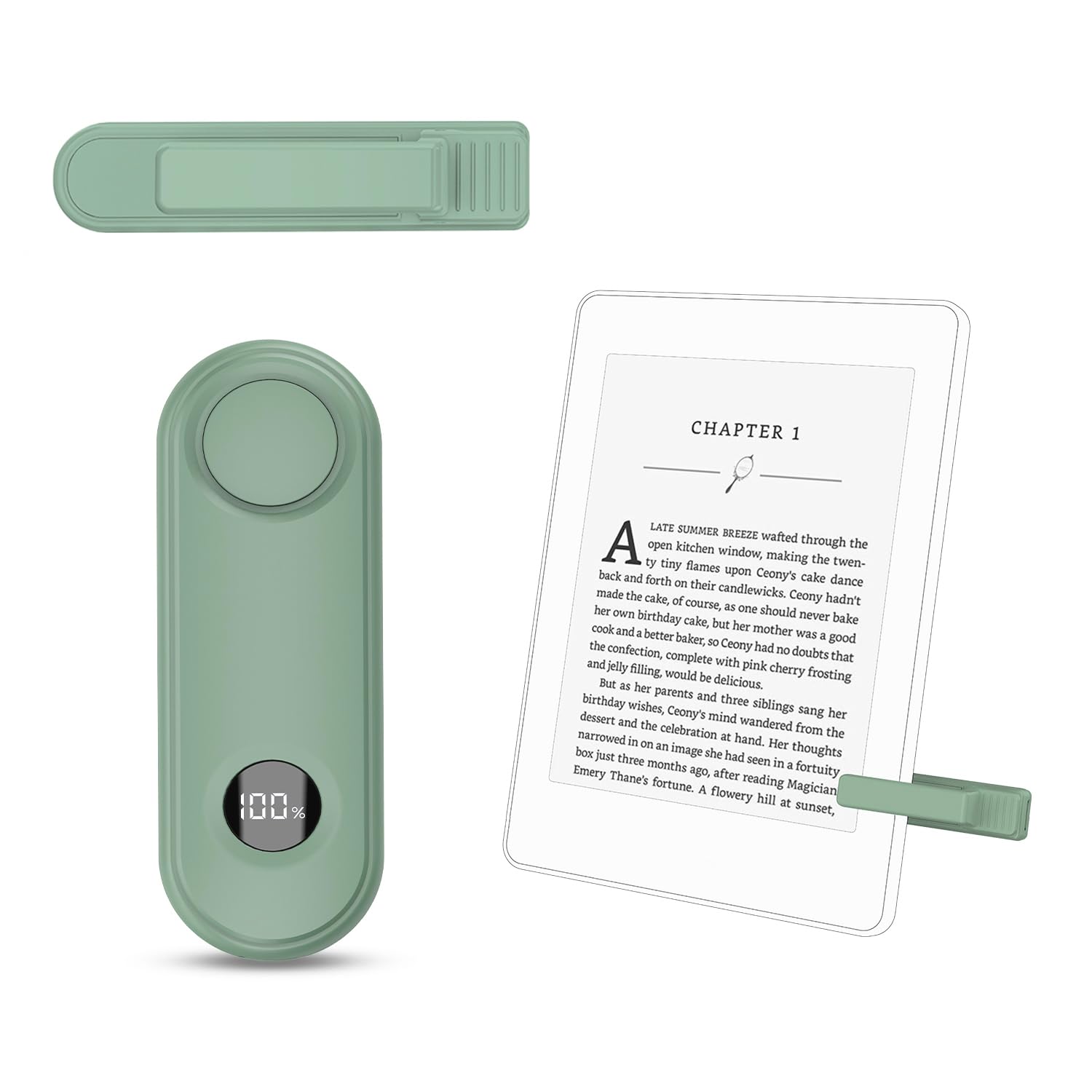 RF Remote Control Page Turner for Kindle Paperwhite Scribe Oasis, Page Turner for iPhone, Android Tablets Remote Shutters, Light Green - Image 1