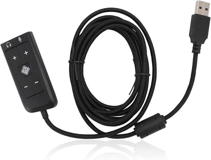 USB to 3.5mm Jack Audio Adapter, Virtual 7.1 Surround Sound for HyperX Cloud II, for and - Image 1