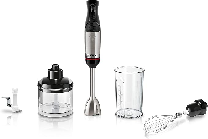 Bosch, Hand Blender, ErgoMaster Series 6, 1000 Watt Air-Cooled Motor, Dynamic Speed Control, QuattroBlade Pro Knife, Accessories Included, MSM6M622 - Image 1
