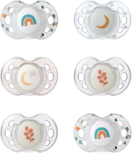 Tommee Tippee night pacifier, 18-36 months, pack of 6 glow in the dark dummies with reusable sterilization capsule - Image 1