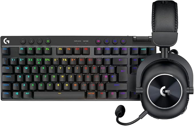 Logitech G PRO X TKL LIGHTSPEED Wireless Gaming Keyboard, Ultra-Portable + Pro X 2 Lightspeed Bluetooth Headset, Bluetooth/USB/3.5 mm Aux, PC, PS5, PS4, Nintendo Switch, AZERTY FRA Layout – Black - Image 1