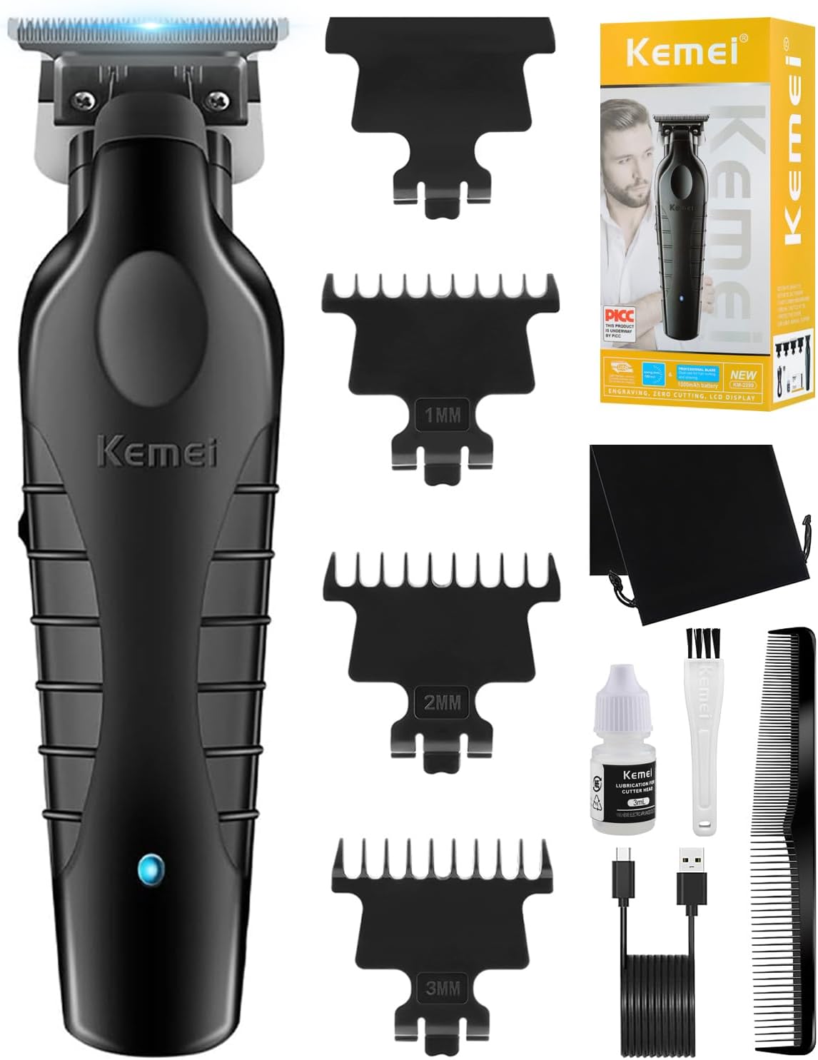 KEMEI 2299 Professional Cordless Hair Clipper Men Electric Male Beard Trimmer T Blade Zero Gap For Men - Image 1