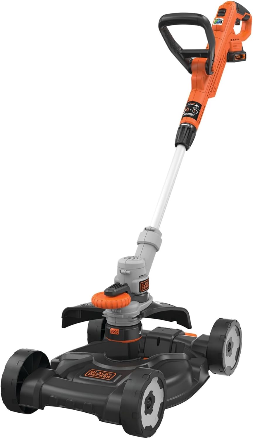 BLACK+DECKER Coupe-Bordures sans Fil 18V POWERCONNECT 3-en-1 – Coupe-Herbe, Dresse-Bordures & Tondeuse légère pour Petits Jardins – STC1820CM-QW - Image 1